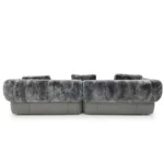 Tan Leather Fur Accent Four Seater Sofa