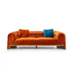 Teal Velvet Four Seater Sofa with Gold Metal Base