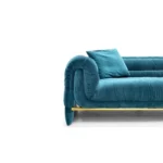 Teal Velvet Four Seater Sofa with Gold Metal Base