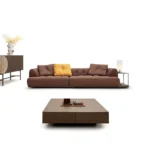 Teal Velvet Modular Sofa with Tufted Seats and Accent Pillow