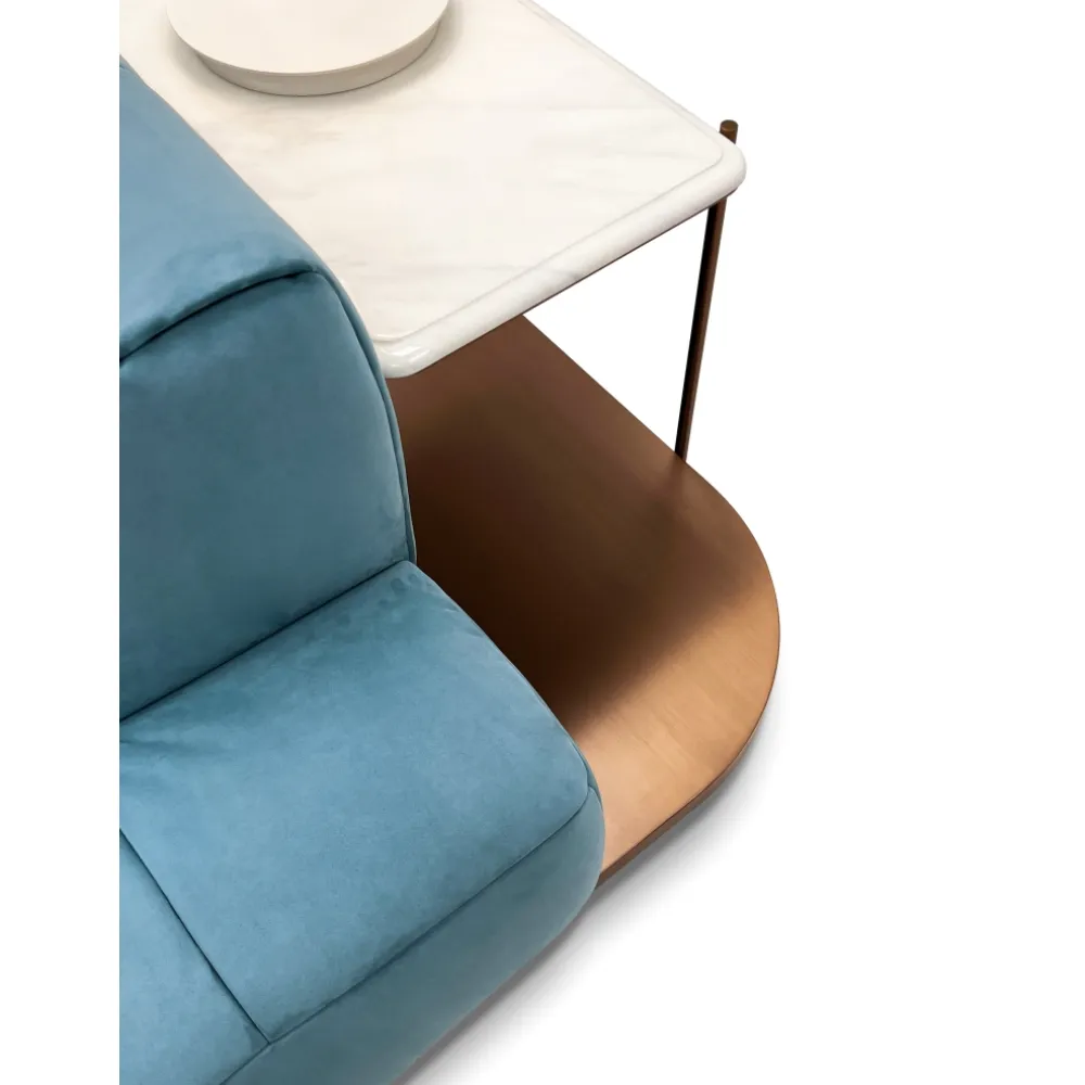 Teal Velvet Modular Sofa with Tufted Seats and Accent Pillow