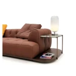 Teal Velvet Modular Sofa with Tufted Seats and Accent Pillow